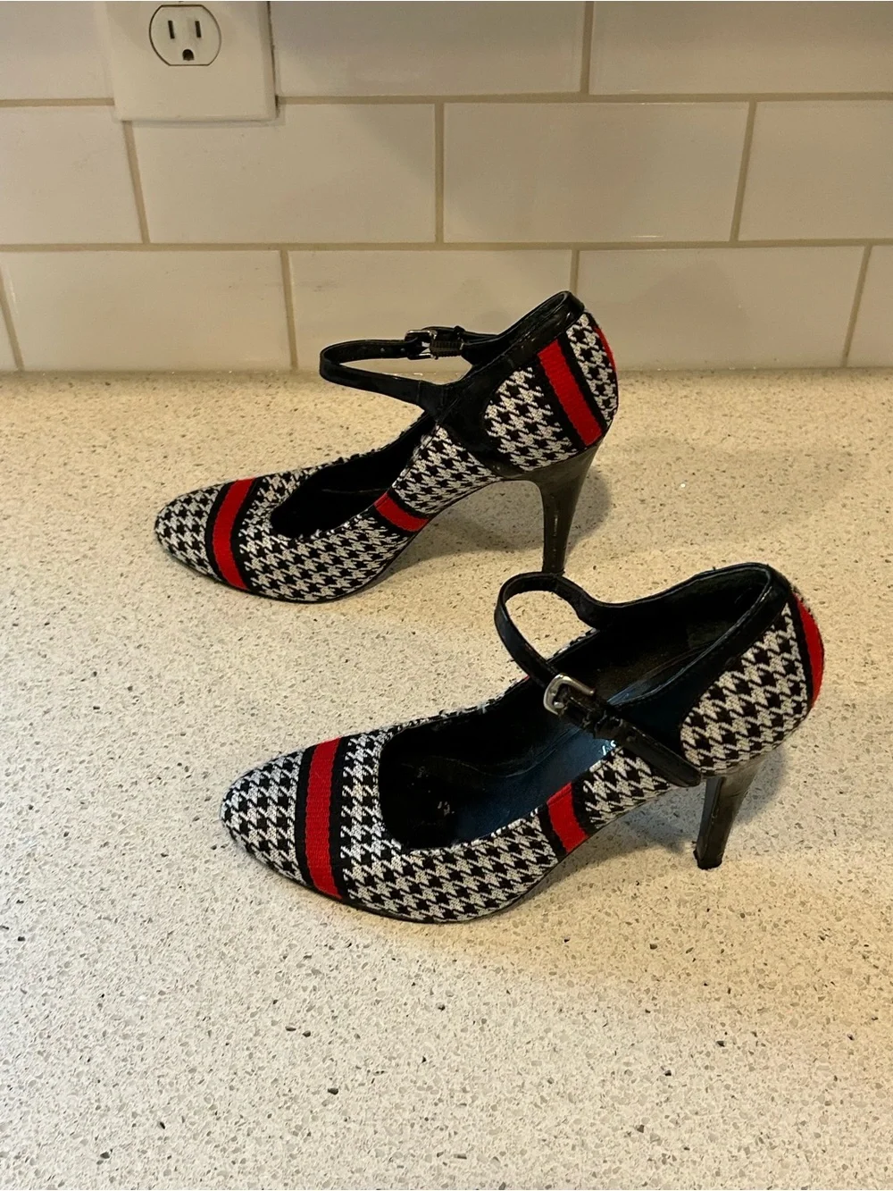 Women's Nine West Heels in Black, White & Red, Size 7M